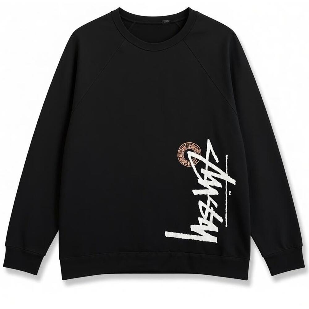 Stüssy Sweatshirt Black Surfer Skateboarder Streetwear Y2K Grunge Retro 80s S